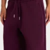 Brushed Cotton Jersey Mid-Rise Relaxed Joggers in Burgundy