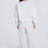 Brushed Cotton Jersey Mid-Rise Relaxed Joggers in Grey Marl