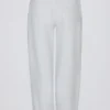 Brushed Cotton Jersey Mid-Rise Relaxed Joggers in Grey Marl