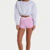 Brushed Jersey Button-Up Cropped Cardigan in Grey Marl
