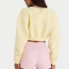 Brushed Jersey Button-Up Cropped Cardigan in Soft Yellow