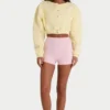Brushed Jersey Button-Up Cropped Cardigan in Soft Yellow