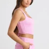 Brushed Jersey Corset Crop Top in Bubblegum Pink