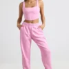 Brushed Jersey Corset Crop Top in Bubblegum Pink