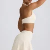 Brushed Jersey Crossover Mini Skort in Ivory Marl