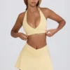 Brushed Jersey Crossover Mini Skort in Lemon Marl