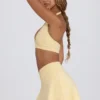 Brushed Jersey Crossover Mini Skort in Lemon Marl