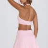 Brushed Jersey Crossover Mini Skort in Pale Pink Marl