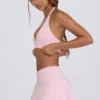 Brushed Jersey Crossover Mini Skort in Pale Pink Marl