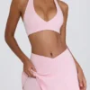 Brushed Jersey Crossover Mini Skort in Pale Pink Marl