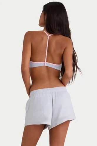 Brushed Jersey Elasticated Mini Shorts in Fog Grey