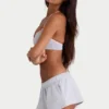 Brushed Jersey Elasticated Mini Shorts in Fog Grey