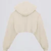 Brushed Jersey Hooded Cropped Shrug in Ecru