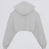 Brushed Jersey Hooded Cropped Shrug in Fog Grey