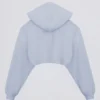 Brushed Jersey Hooded Cropped Shrug in Soft Blue