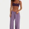 Brushed Jersey Mid-Rise Relaxed Joggers in Dusk
