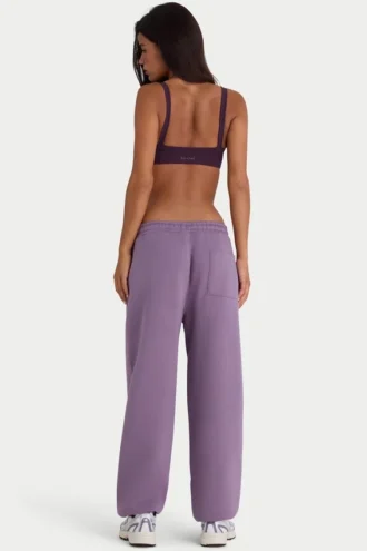 Brushed Jersey Mid-Rise Relaxed Joggers in Dusk