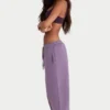 Brushed Jersey Mid-Rise Relaxed Joggers in Dusk