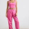 Brushed Jersey Oversized Joggers in Hot Pink
