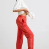 Brushed Jersey Oversized Joggers in Red