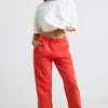 Brushed Jersey Oversized Joggers in Red