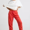 Brushed Jersey Oversized Joggers in Red