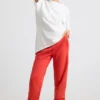 Brushed Jersey Oversized Joggers in Red
