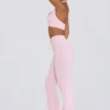 Brushed Jersey Ruched Flared Trousers in Pale Pink Marl