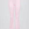 Brushed Jersey Ruched Flared Trousers in Pale Pink Marl