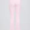 Brushed Jersey Ruched Flared Trousers in Pale Pink Marl
