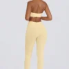 Brushed Jersey Ruched Mid-Rise Leggings in Lemon Marl
