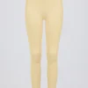 Brushed Jersey Ruched Mid-Rise Leggings in Lemon Marl