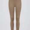 Brushed Jersey Ruched Mid-Rise Leggings in Mocha Marl
