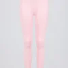 Brushed Jersey Ruched Mid-Rise Leggings in Pale Pink Marl