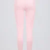 Brushed Jersey Ruched Mid-Rise Leggings in Pale Pink Marl