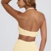 Brushed Jersey V-Neck Sports Bra in Lemon Marl