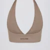 Brushed Jersey V-Neck Sports Bra in Mocha Marl