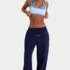Brushed Jersey Wide-Leg Joggers in Classic Navy
