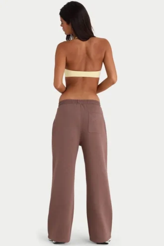 Brushed Jersey Wide-Leg Joggers in Cocoa