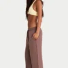 Brushed Jersey Wide-Leg Joggers in Cocoa