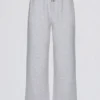 Brushed Jersey Wide-Leg Joggers in Grey Marl