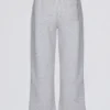 Brushed Jersey Wide-Leg Joggers in Grey Marl