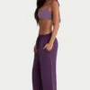 Brushed Jersey Wide-Leg Joggers in Plum