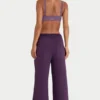 Brushed Jersey Wide-Leg Joggers in Plum