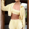 Button-Detail Mid-Rise Shorts in Lemon