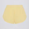 Button-Detail Mid-Rise Shorts in Lemon