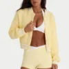 Button-Up Cropped Knit Cardigan in Soft Yellow