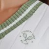 Cable Knit Cotton Cropped Jumper in Green Ivory