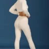 Cable Knit Foldover Flared Trousers in Cream