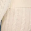 Cable Knit Foldover Flared Trousers in Cream